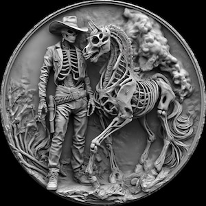 De cowboy 4K-png. 3D-reliëfbestanden, ontwerpen voor fiberlasergravure, muntgravure dieptekaart piraten lasergesneden bestandsontwerp. dieptekaart