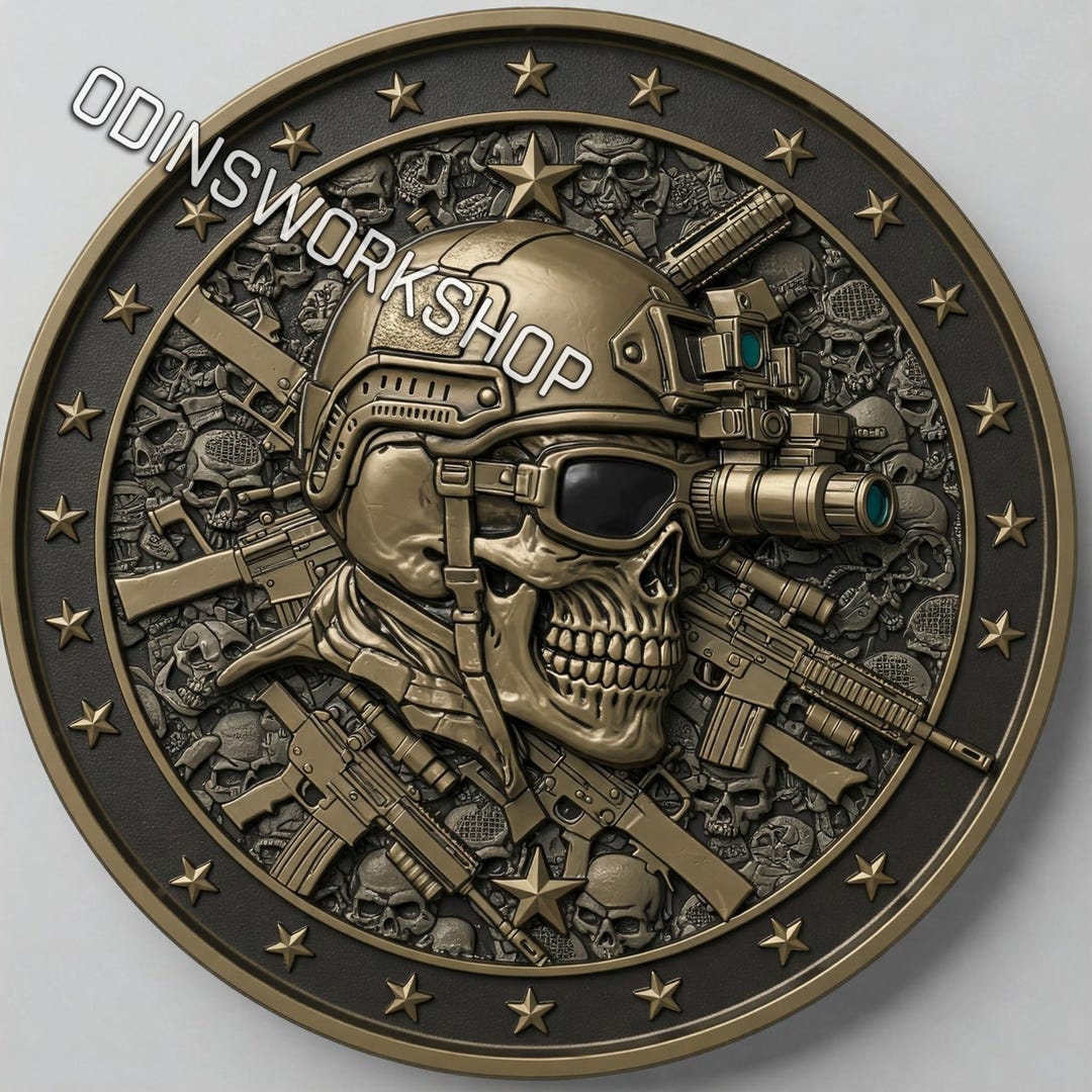 Mercenary Coin Design: 3D Embossing, Fiber Laser Engraving (PNG) - Etsy
