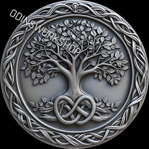 arbre de vie. arbre du monde. Fichiers de gaufrage 3D yggdrasil, conceptions de gravure laser à fibre optique, conception de fichier découpé au laser de carte de profondeur de gravure de pièces de monnaie. PNG