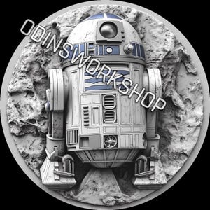 U- The merc life Münzen-R2D2 3d Prägedateien, Faserlaser Gravur Designs, Münzgravur tiefen Karte Laserschnittdatei Design. EDC Tiefe