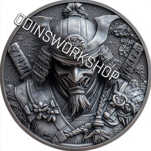 u- Die Söldnerleben, Samurai Münze. 3D Laserschnittdatei, 3D Laser Lasergravur mit beidseitiger Gravur. EDZ