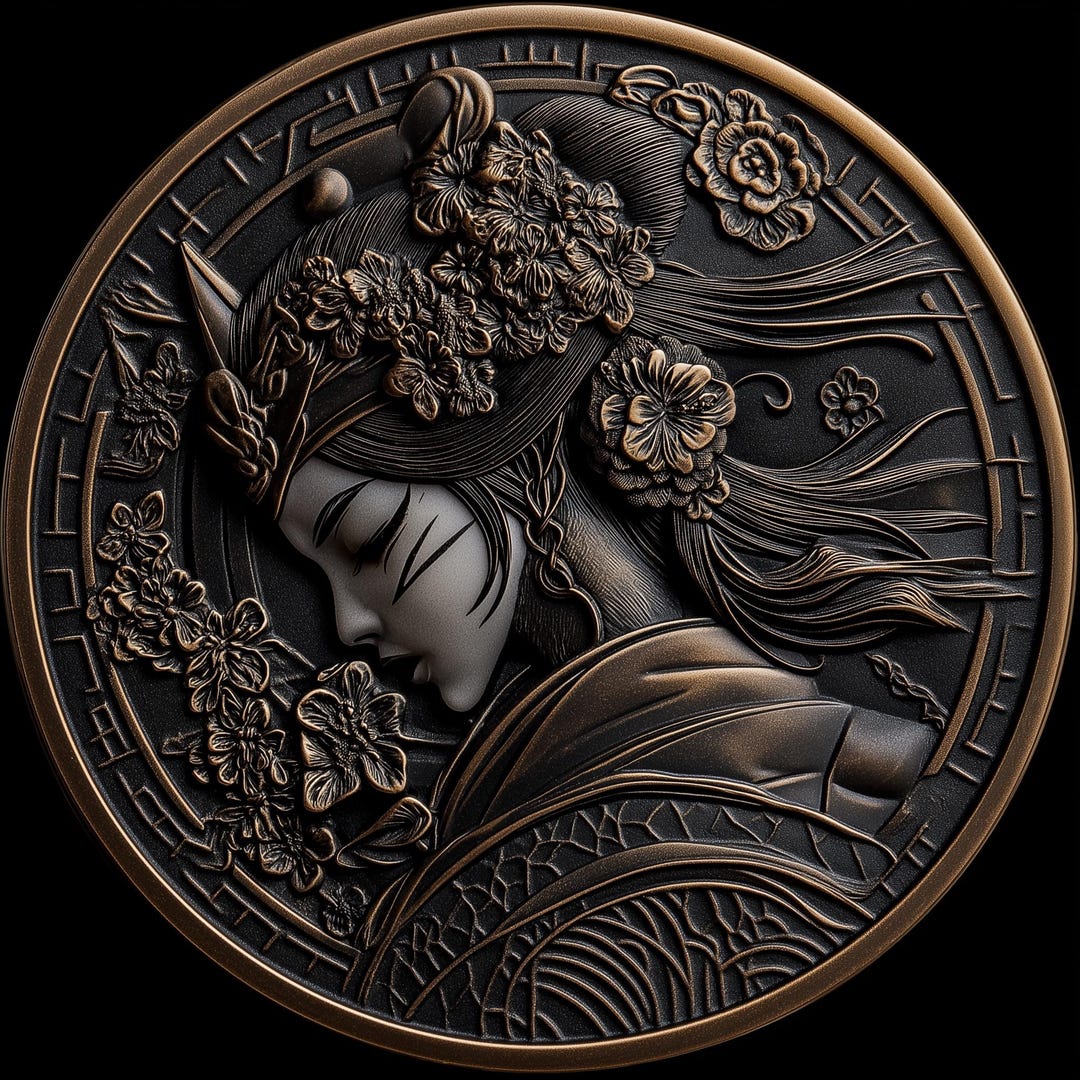 Edo Geisha Warrior Coin 3D Embossing File: Fiber Laser Design (digital ...