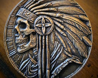 Edc coin. The Chief. 2 face.  Solid brass decision coin. Poker chip. Challenge coin.  solid brass. Caurd gaurd. EDC worry coin