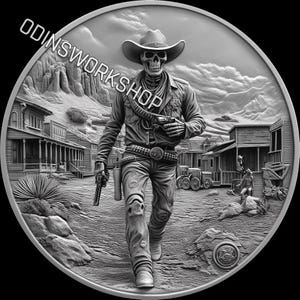 U-Le Cowboy 4K PNG. Fichiers de gaufrage 3D, conceptions de gravure laser à fibre optique, conception de fichier pirate découpé au laser pour carte de profondeur de gravure de pièces de monnaie. carte de profondeur