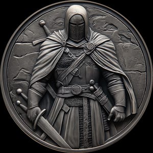 U-Tempelridder 4K 3D-png-reliëfbestanden, fiberlasergravureontwerpen, muntgravure dieptekaart lasergesneden bestandsontwerp. EDC-dieptekaart