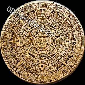 Maya-kalender, STL beschikbaar.  4K 3D-PNG-reliëfbestanden, fiberlasergravureontwerpen, lasergesneden gravuredieptekaartbestand.
