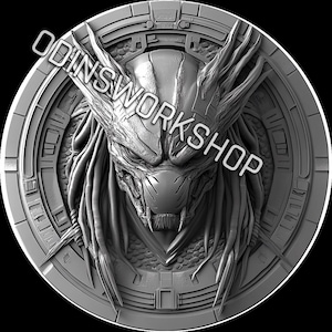 De merc life PREDATOR munt 3D-reliëfbestanden, ontwerpen voor fiberlasergravures, ontwerp voor dieptekaart muntgravure met lasergesneden bestand. dieptekaart