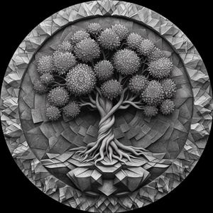U- Baum des Lebens. Weltenbaum. yggdrasil 3D Prägedateien, Faserlaser Gravur Designs 3D Datei Design .PNG
