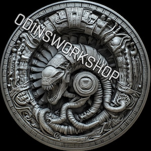 Calendrier maya imaginé par HR GIGER, concept de fichiers de gaufrage 3D PNG 4K, fichier découpé au laser de carte de profondeur de gravure de conception de gravure au laser à fibre.