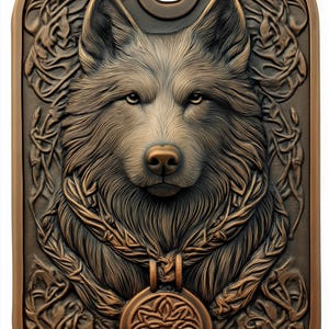 U - Norse Wolf -PNG + stl 3d Prägedatei, Faserlaser Gravur Designs, Gravurtiefe Karte Laserschnittdatei. Höhen Karte. lasergraviert
