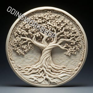 Arbre de vie en U. arbre du monde. Fichiers de gaufrage 3D, conceptions de gravure laser à fibre optique, conception de fichier découpé au laser pour carte de profondeur de gravure de pièces de monnaie. PNG + STL