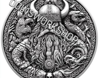 Digital Depth Map for Laser Engraving, 3D Relief PNG File for Challenge Coins, EDC Coin CNC Greyscale Height Map, Custom Coin Design File