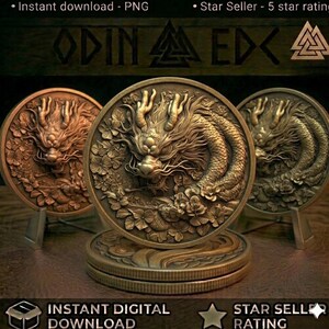 Digital Depth Map for Laser Engraving, 3D Relief PNG File for Challenge Coins, EDC Coin CNC Greyscale Height Map, Custom Coin Design File