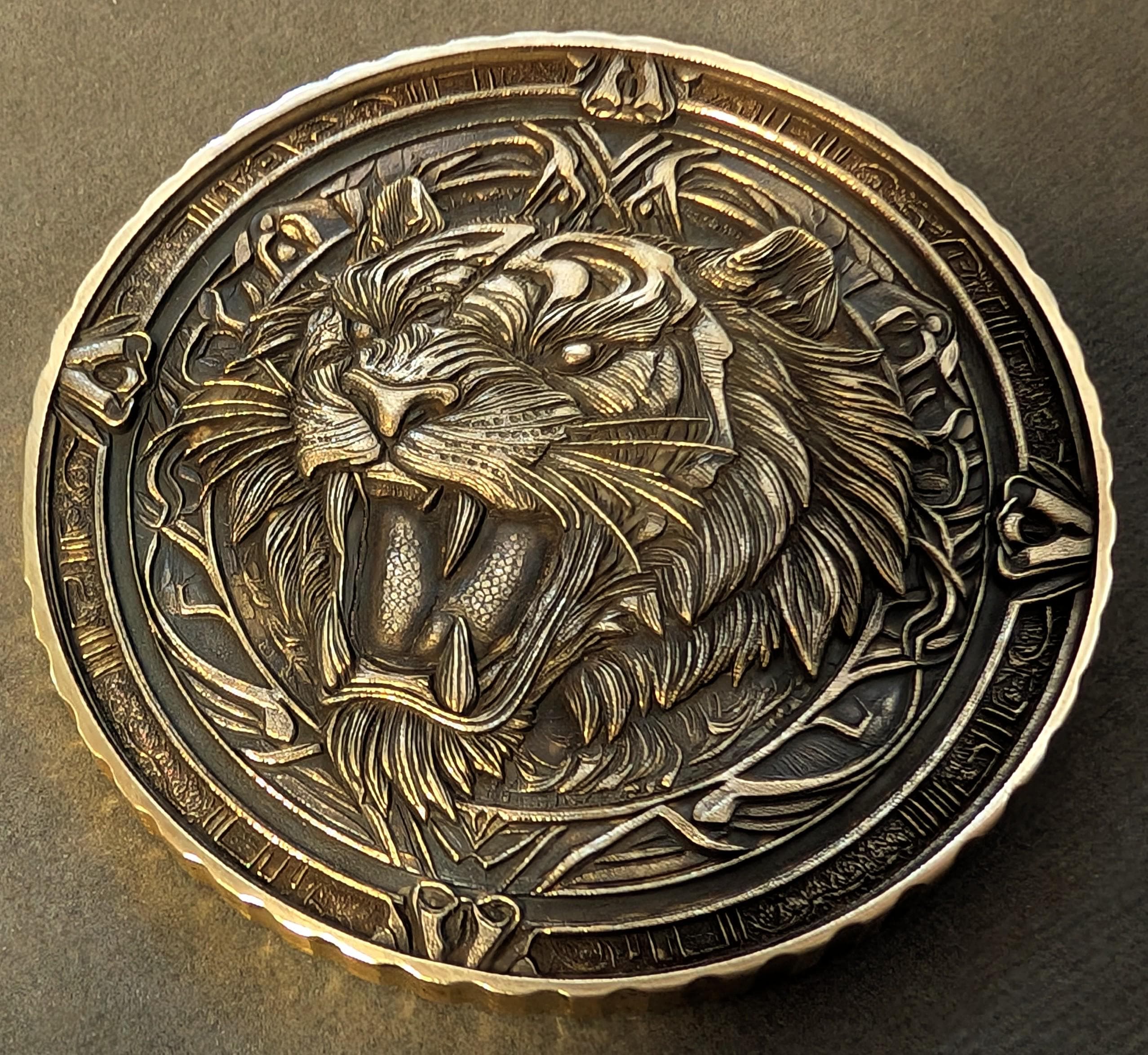 Tiger Coin 3D Embossing Design: Fiber Laser Engraving Files (PNG, Depth ...