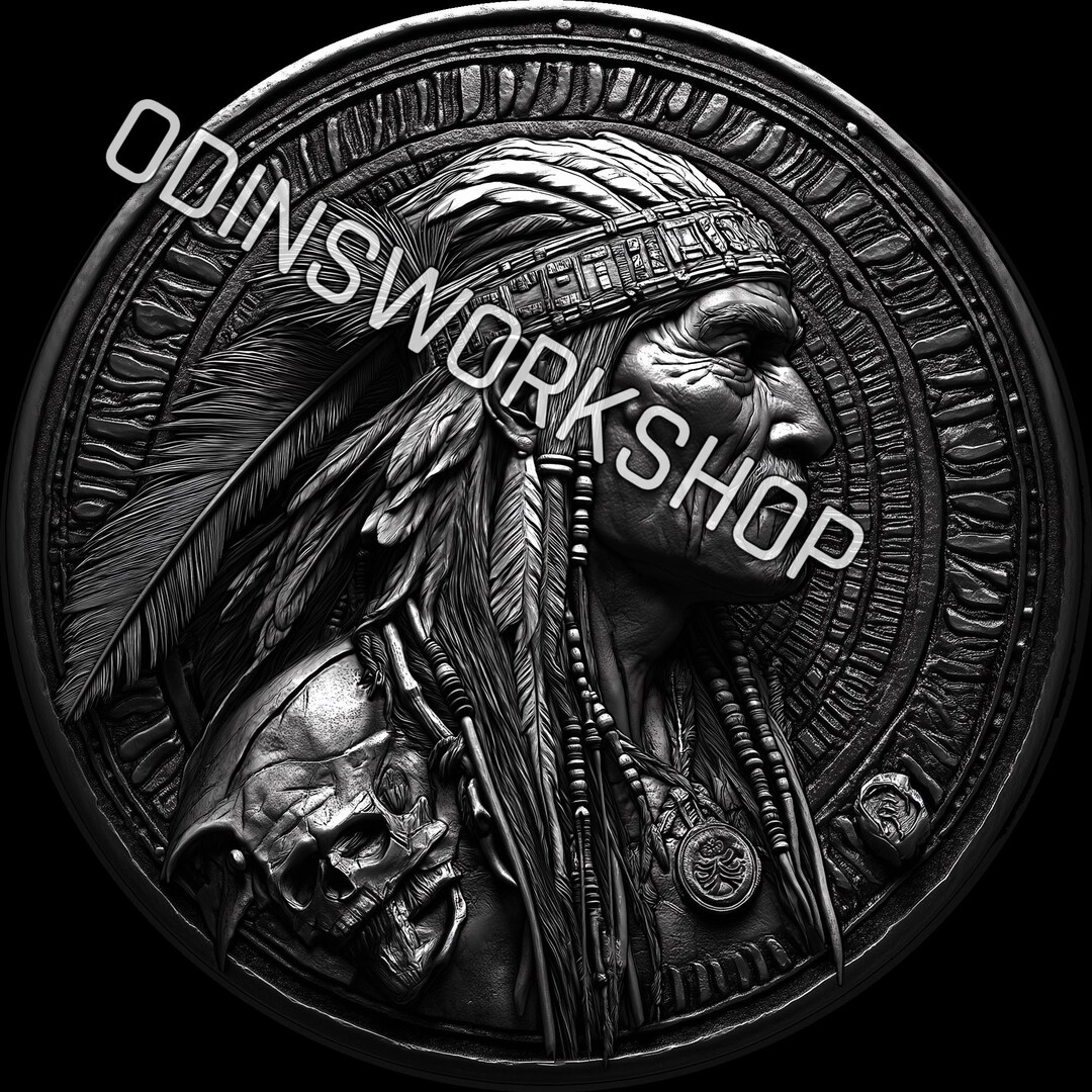 Chief Coin 3D Embossing Design: Fiber Laser Engraving File (PNG) - Etsy