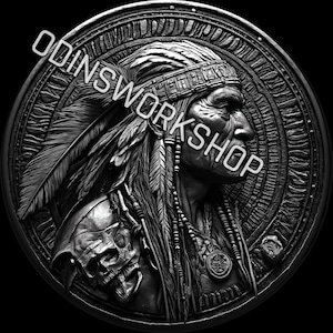 u- Le PNG 4K CHIEF. Fichiers de gaufrage 3D, conceptions de gravure laser à fibre optique, conception de fichier pirate découpé au laser pour carte de profondeur de gravure de pièces de monnaie. carte de profondeur