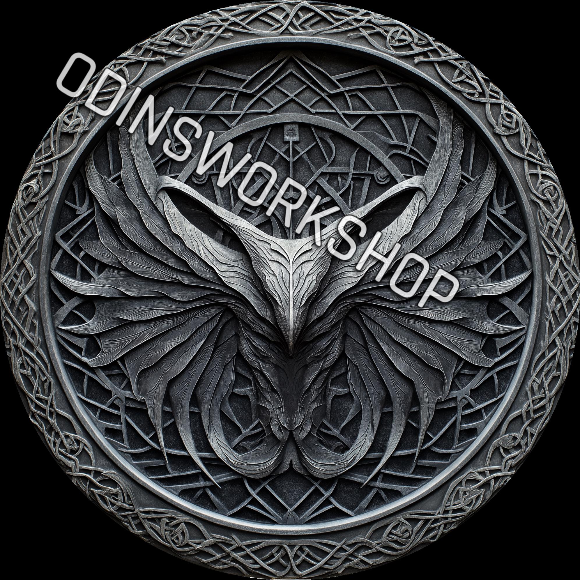 u- Angel of Death 4K PNG & STL 3d embossing files, fiber laser engraving designs , coin engraving depth map  laser cut file design. EDC