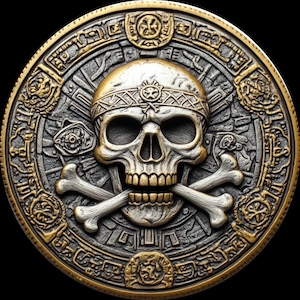 Lot de pièces de monnaie pirates en U-fichiers de gaufrage 3D PNG, conceptions de gravure laser à fibre optique, conception de fichier pirate découpé au laser pour carte de profondeur de gravure de pièces de monnaie. HAUTEUR