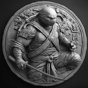 De laatste ronin munt 3D-reliëfbestanden, fiberlasergravure-ontwerpen, muntgravure dieptekaart lasergesneden bestandsontwerp. EDC-dieptekaart