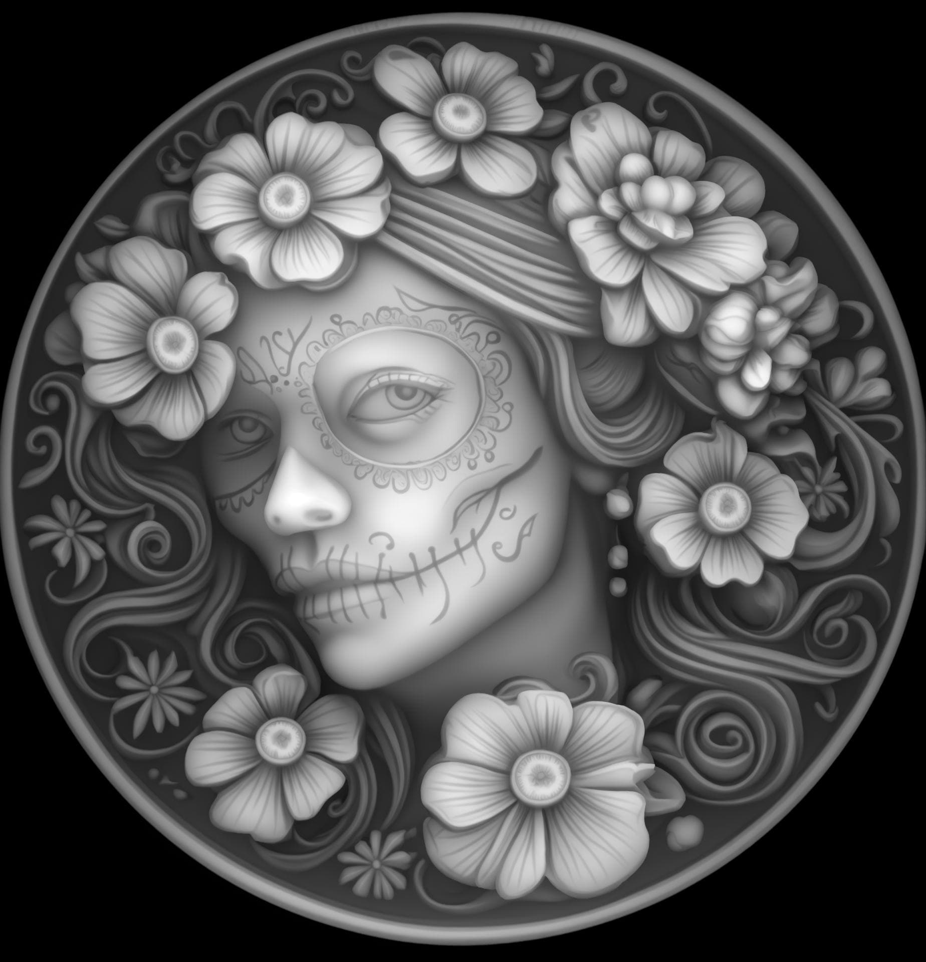 Sugar Skull 3D Embossing Designs: Dia De Los Muertos PNG Files - Etsy