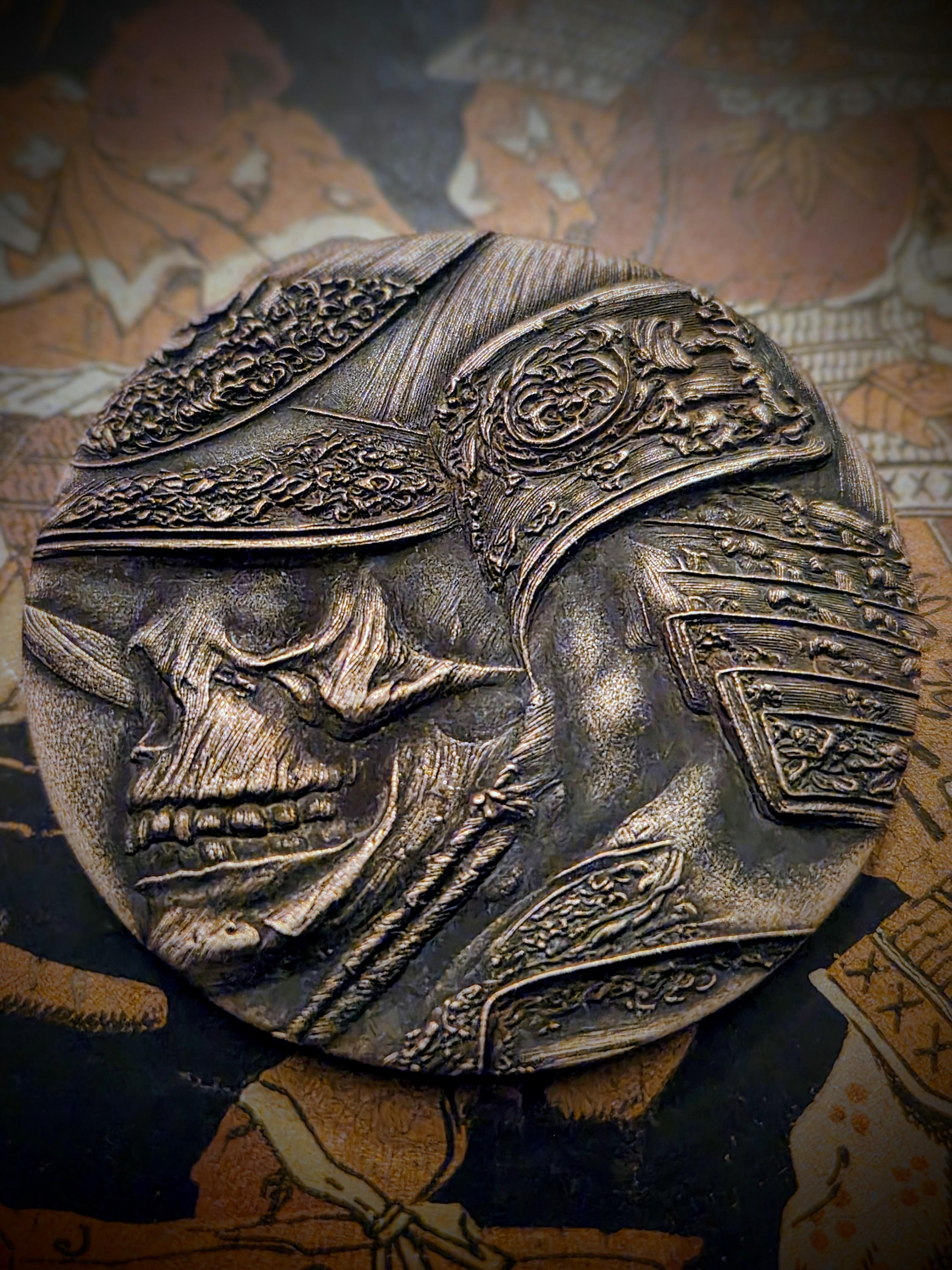 Samurai Rune Edc Coin. Samurai Shogun, Kishin Oni Solid Brass Decision Coin. Lucky ...