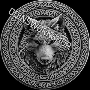 U- Norse Wolf Schutzrunen 4K STL + PNG. 3D Laserschnittdatein für Lasergravur, Laserschnitt, Lasergravur