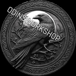 u- Raaf, volle maan 4K STL + png. 3D-reliëfbestanden, ontwerpen voor fiberlasergravures, ontwerp voor dieptekaart muntgravure met lasergesneden bestand. diepte: