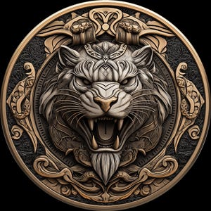 U- The Tiger-munt 4K PNG + STL 3D-reliëfbestanden, ontwerpen voor fiberlasergravure, ontwerp voor dieptekaart muntgravure lasergesneden bestand. Hoogte: