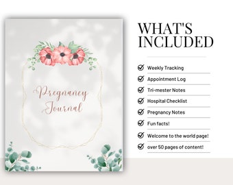 Pregnancy Planner Journal | Unique Floral Designs | Boho Pregnancy Journal | Pregnancy Journal Digital PDF