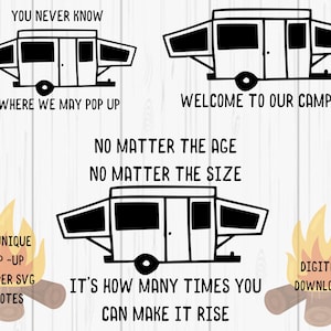 Peu importe l'âge, peu importe la taille, combien de fois vous pouvez le faire monter, faites-le éclater comme sa caravane pop-up amusante et chaude, lot de 18 SVG uniques