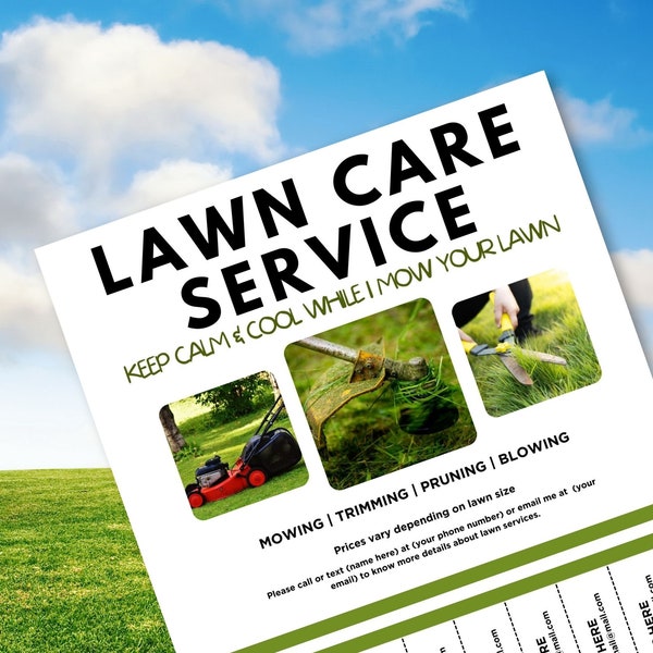 Lawn Care Tear off Flyer Bundle, Customizable Design in Canva, Lawn Service Flyer, Lawn Care Flyer, Lawn Mowing Flyer, Lawn Care Contract