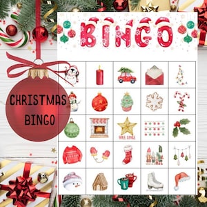Christmas Bingo Watercolor, 50 Christmas Bingo Cards, Christmas Games, Christmas Activity, Kids Christmas Party Game, Christmas Classroom