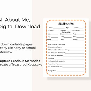 Childhood printable Interview, All About me interview, Kids Keepsake Journal, School Memory Book, School Memories, School Memory Questions