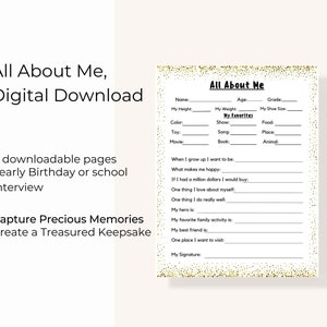 Childhood printable Interview, All About me interview, Kids Keepsake Journal, School Memory Book, School Memories, School Memory Questions