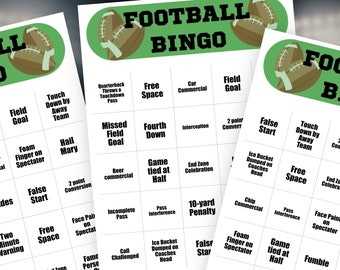 Football Bingo, 10 Unique Printable Bingo Cards, Football Game, Football Activity, Football 2024,