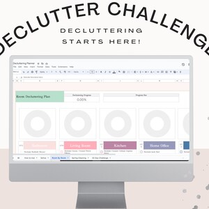 30 day Declutter Challenge Google sheet, Declutter Planner, Declutter checklist, Spring cleaning checklist,  adhd cleaning, Clean home