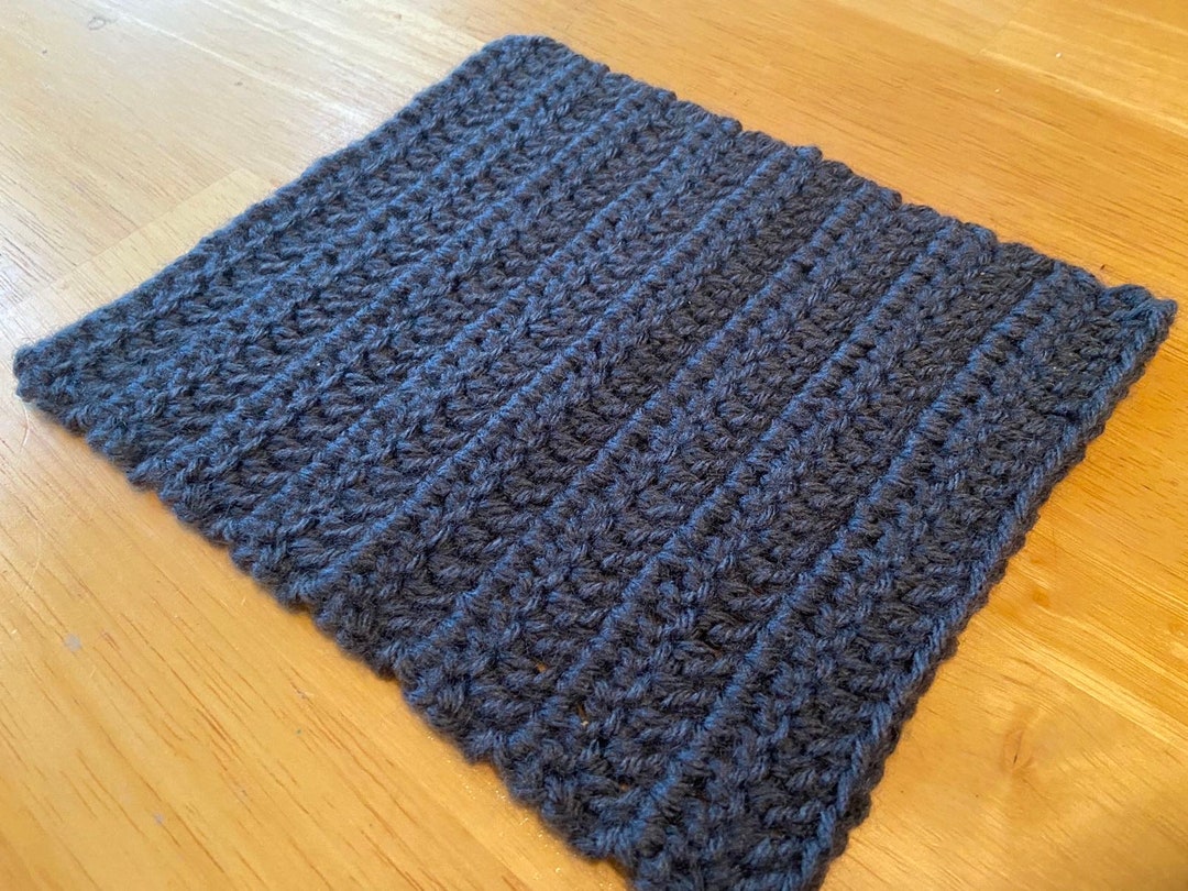 Gray Crochet Dishcloth Acrylic Yarn Dish Scrubbie Dark Gray Washcloth