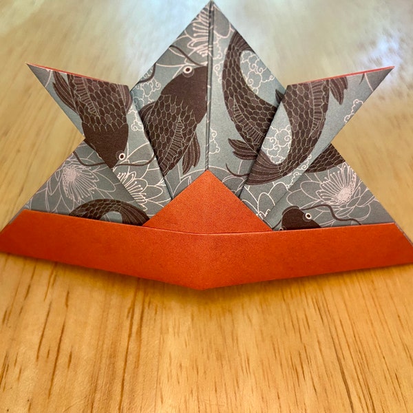 Origami Samurai Helmet | Patterned Paper Helmet Bookmark