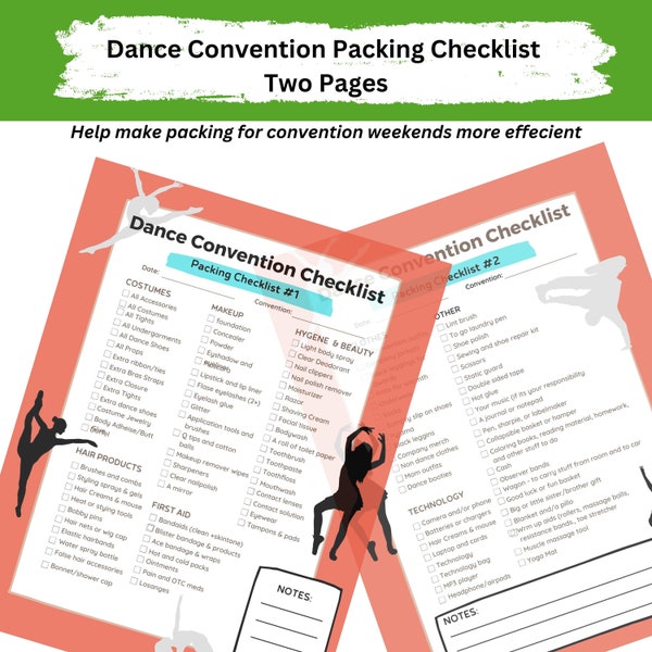 Dance Convention Packing List Competition Season Dance Mom Complete Preparation Dancer Weekend Travel Dance Team Performance Bundle Company