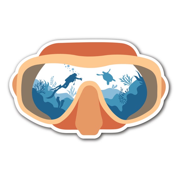 Peach Scuba Diving Turtle Goggle Sticker// Outdoor Waterproof Etsy