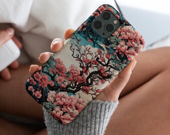 Roze Bloemen Toile De Jouy Magsafe Telefoonhoesje, Chinoiserie Telefoonhoesje, Coquette Telefoonhoesje, iPhone Case 7, 8, X, 11, 12, 13,14,15 Pro-TSM014