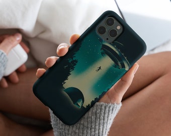 Alien Phone Case, Funny Sci-Fi Phone Cover, Original Art