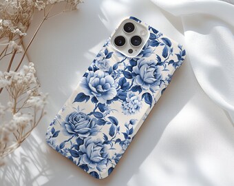 Chinoiserie Rose Phone Case, Floral Toile De Jouy, MagSafe Phone Case, Preppy Phone Case, iPhone Case 7, 8, X, 11, 12, 13,14,15 Pro-TSM015