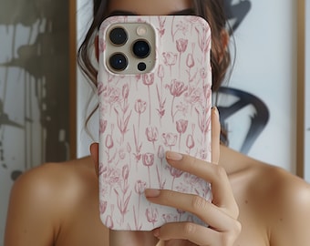 Pink Tulip Phone Case, Floral Spring Design
