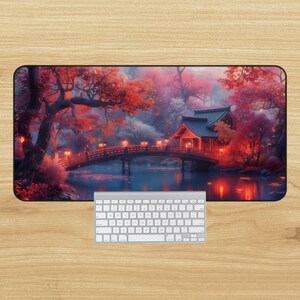 Asian Desk Mat, Japanese Mousepad, Japanese Desk Decor, Desk Mat Japan, Anime Mouse Pad, Sakura Desk Mat, Kawaii Mousepad