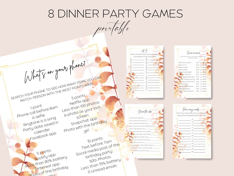 8 Printable Dinner Party Games for Adults Dinner Table Party Etsy