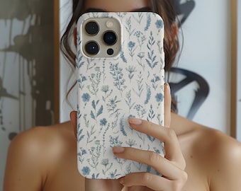Blue Wildflower Phone Case, Elegant Floral Design, Cottagecore Phone Cover - TSM023