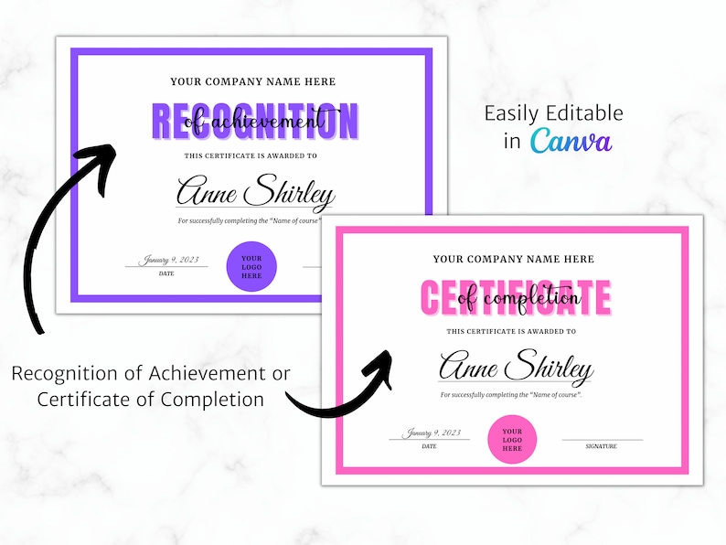 DIY Editable Certificate of Completion Template Training Certificat DIY Editable Certificate of Completion Template Training Certificat