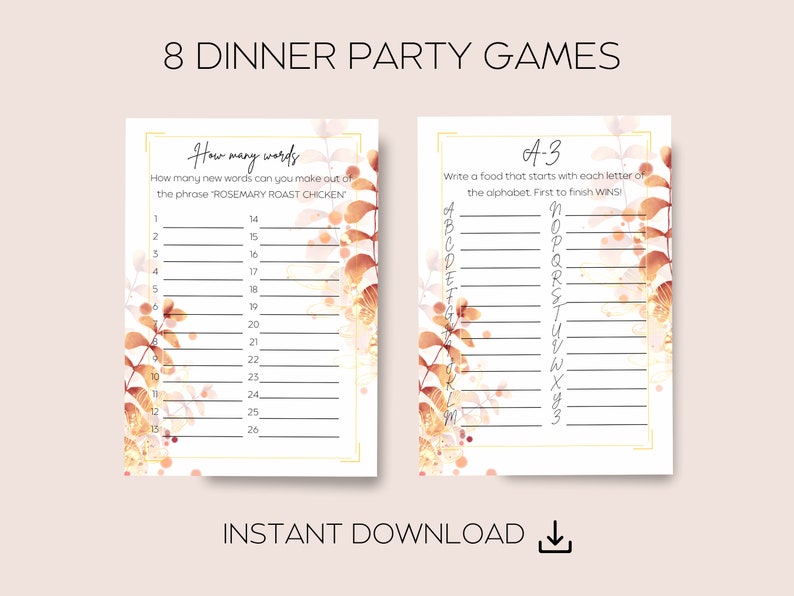 8 Printable Dinner Party Games for Adults Dinner Table Party Etsy