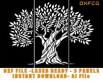Decorative Tree Panel design screen - DXF file for Laser Cutting Waterjet cutting Ready to cut vector-3 Panels